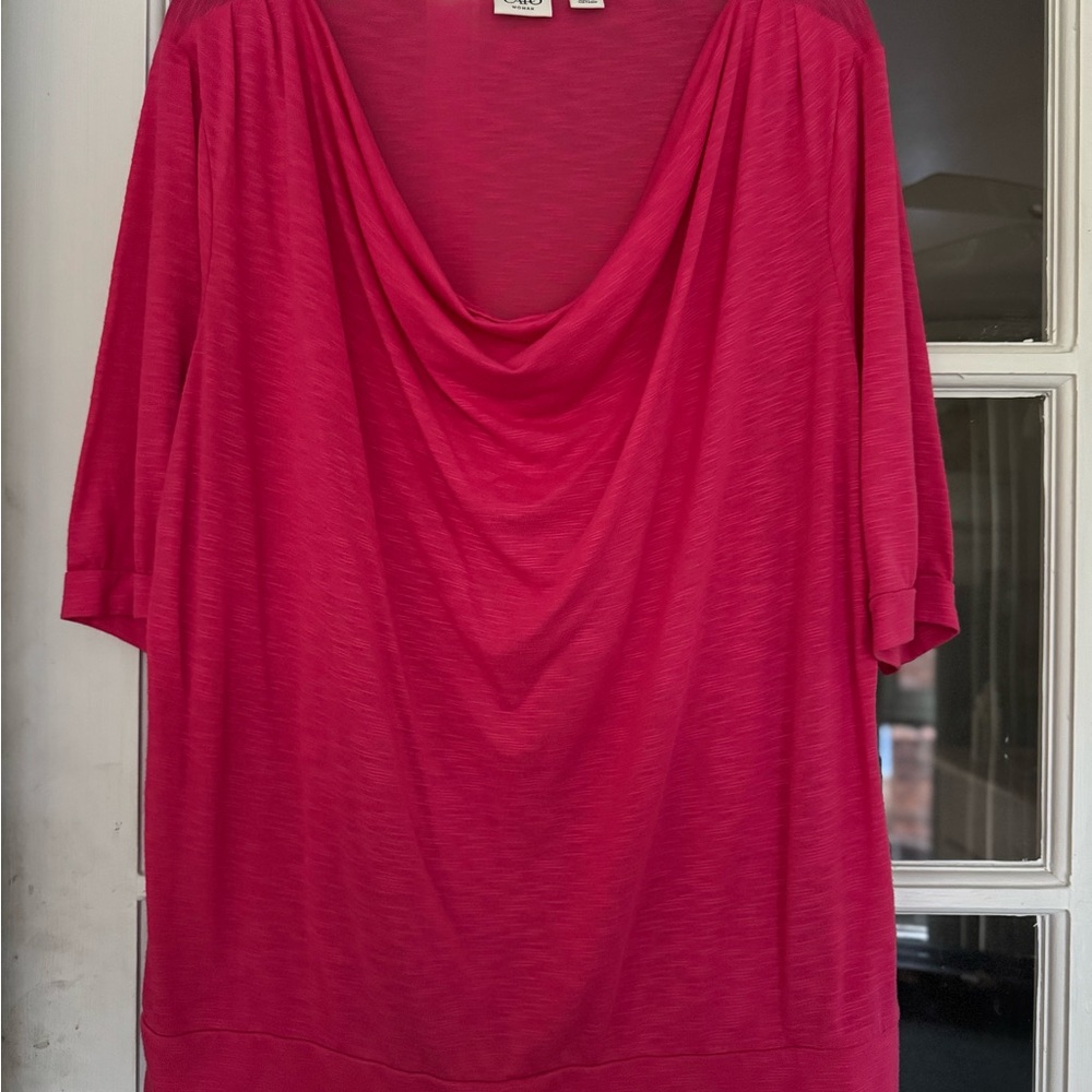 Cato Fuchsia Draped Neck Blouse